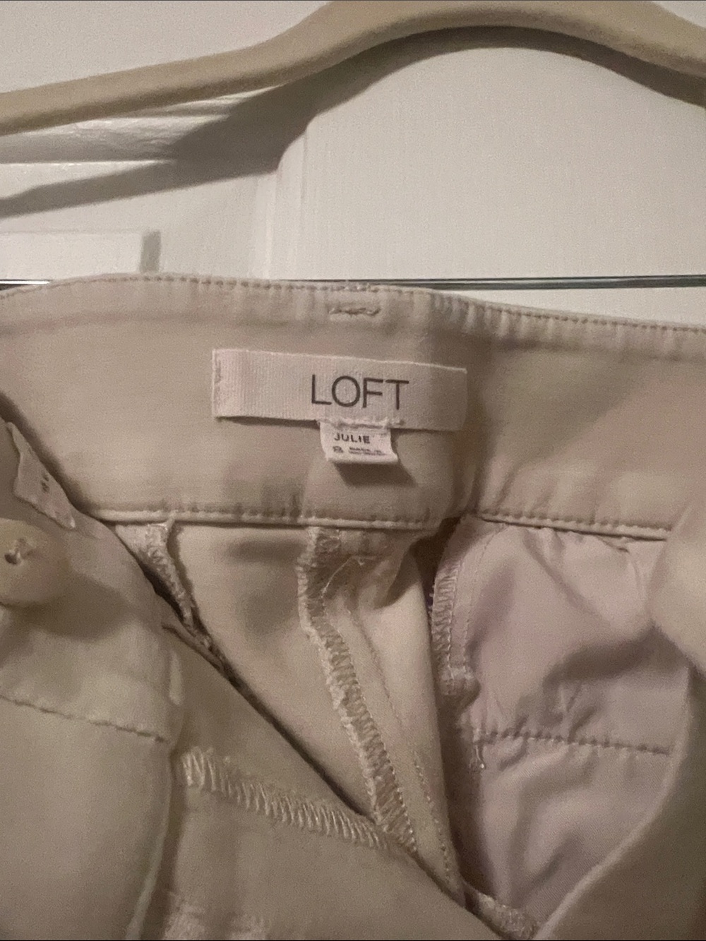 LOFT Julie Light Cream Cropped Straight Pants - Picture 2 of 3